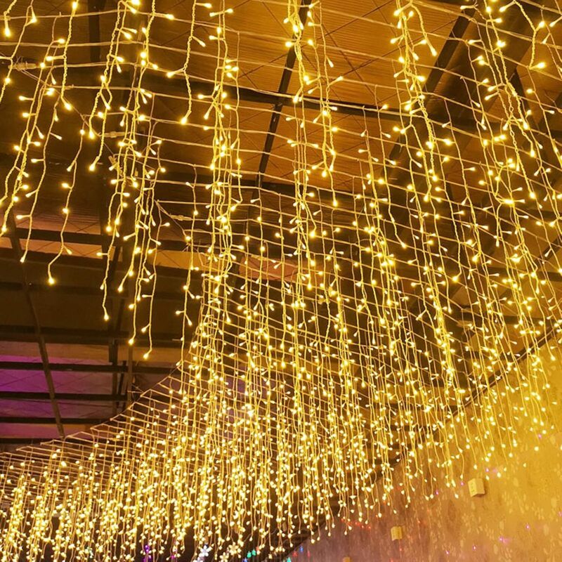 Rideau lumineux LED effet cascade, étanche, idéal pour les jardins intérieurs et extérieurs, les mariages et les fêtes de Noël (10 m de largeur, 0,3
