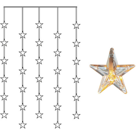 Rideau lumineux LED Star Trading « Star Curtain » avec étoiles, 30 LED, alimentation secteur, blanc chaud, H 120 cm, L 90 cm