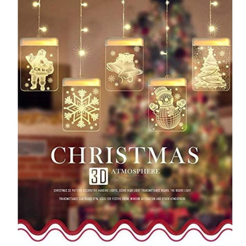 Rideau lumineux led usb, guirlande lumineuse led 5 lumières avec motifs de Noël, décoration intérieure et extérieure, convient pour les décorations