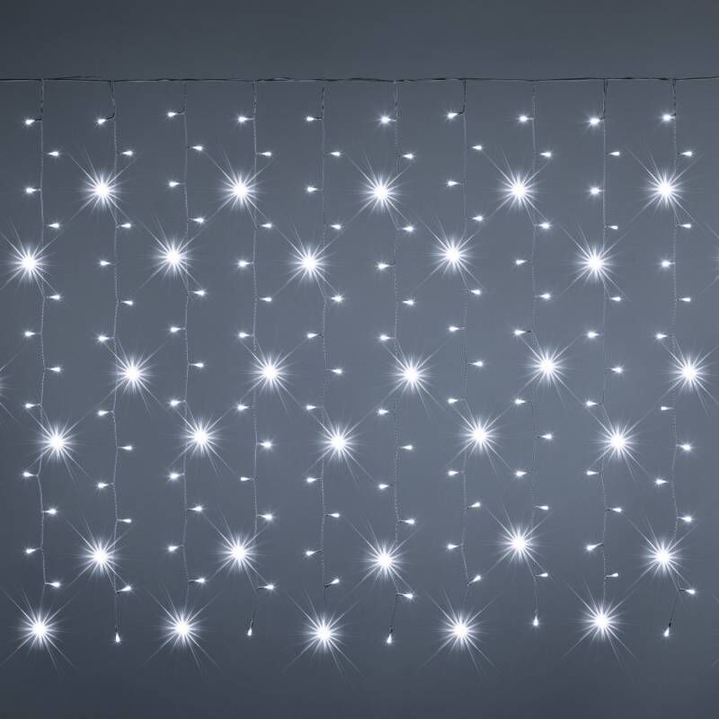 Rideau lumineux scintillant 4,5m x H1,1m 480 miniLED Multiflash Blanc froid prolongeable 24V Lotti
