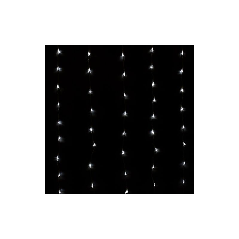Rideau lumineux Wisdom 160 led lumie're blanche chaude de noel 3x1 mt cable transparent avec 8 jeux de lumie're pour l'inte'rieur et l'exte'rieur