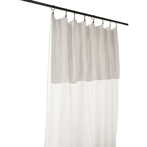 Rideau LYDIE Gaze de coton longueur ajustable + 8 anneaux Blanc