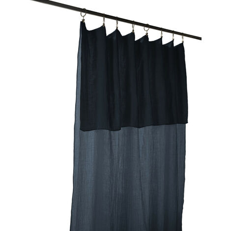 Rideau LYDIE Gaze de coton longueur ajustable + 8 anneaux Minuit