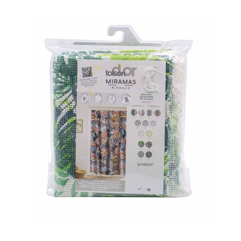 Rideau marseillais imprim&eacute; 200g/m2 Lavande 225 x 140 cm - Multicolore