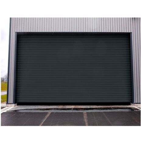 Rideau Métallique Gris RAL7016 Motorisé 220V Lames Pleines 7/10ème L5000 H2000 PREMIUM
