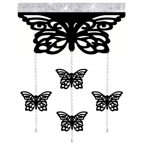 Rideau moderne à motifs de papillons avec pendentifs ajourés GLAMOUR Garland 60x95