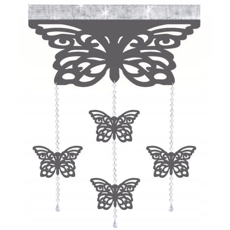 Rideau moderne à motifs de papillons avec pendentifs ajourés GLAMOUR Garland 60x95