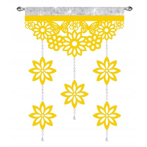 Rideau moderne à motifs papillons et fleurs avec supports ajourés GLAMOUR 60x95