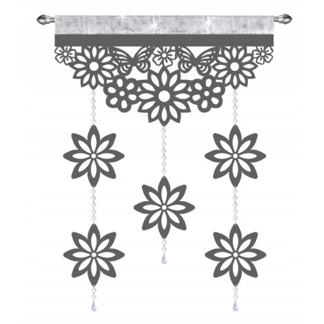 Rideau moderne à motifs papillons et fleurs avec supports ajourés GLAMOUR 60x95