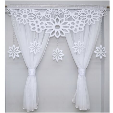 Rideau moderne BELLA à fleurs pour salon et chambre, lambrequin AŻUR glamour 300x150