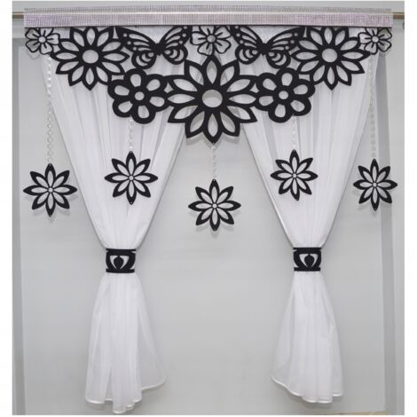 Rideau moderne BELLA à fleurs pour salon et chambre, lambrequin AŻUR glamour 300x150