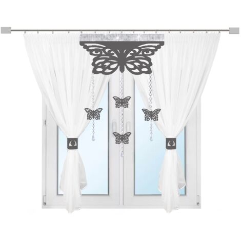 Rideau moderne PAPILSONS salon chambre lambrequin AŻUR glamour 300x150