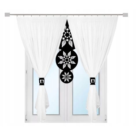 Rideau moderne pour terrasse, balcon, salon, décor ajouré mandala noir 300x250
