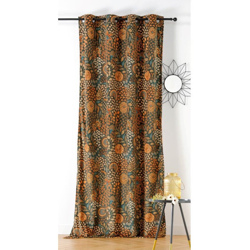 Linder - Rideau motif fleur Pendjab - 145x260cm - Abricot