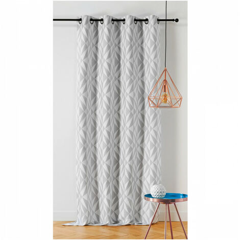 Rideau motif géométrique kaleo - 140x260cm - Gris