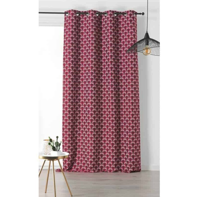 Rideau motif vintage rouge - 135x240cm - Rouge