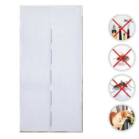 RIDEAU MOUSTIQUAIRE MAGNÉTIQUE AIMANTS INSECTES MOUCHES MOUSTIQUES MAISON 90X210CM BLANC