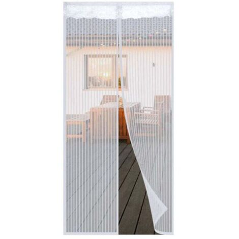 Rideau moustiquaire magnétique pour porte jusqu'à 90 cm x 210 cm (blanc)