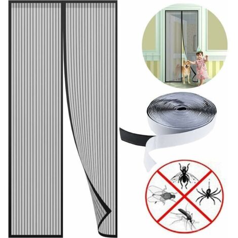 Rideau Moustiquaire Magnétique, 140x225cm Moustiquaire Aimantée De Porte Rideau Anti-moustique Pour Porte, Patio, Empêche Les Moustiques Et Autres Bestioles, Gris Version Améliorée