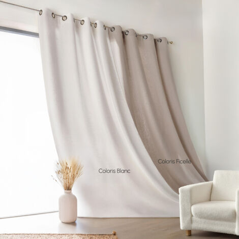 Rideau Naturel en 100% Lin Blanc 135x260 cm