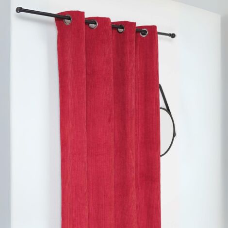 Rideau obscurcissant et isolant en velours côtelé Rouge 140x260 cm