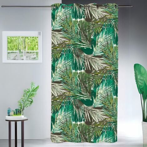 Rideau obscurcissant imprimé ambiance tropicale Vert 145x260 cm