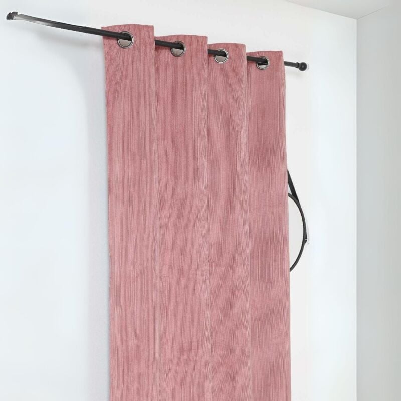 Rideau obscurcissant et isolant en velours côtelé Rose poudré 140x260 cm