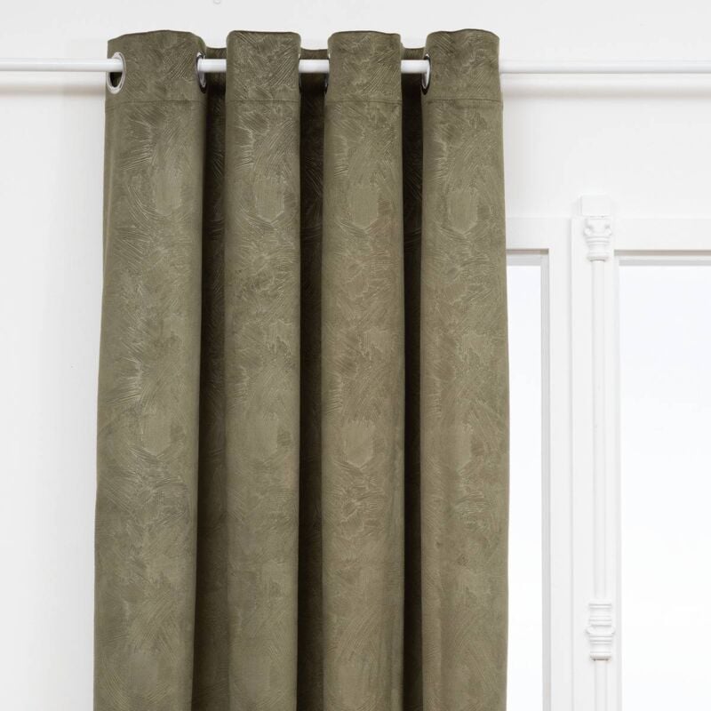 Rideau occultant effet velours Fujo vert kaki 135x260cm Atmosphera créateur d'intérieur