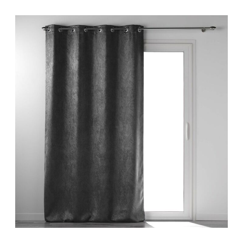 Rideau grande hauteur 135 x 280 cm occultant velours frappé Melodie Anthracite