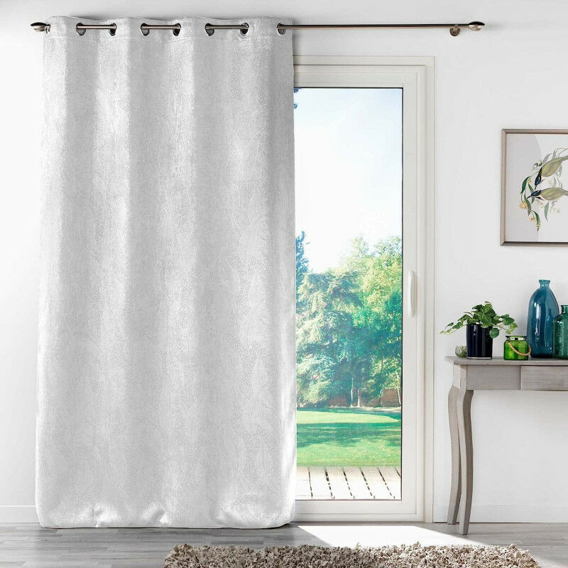 Rideau occultant en velours à 8 oeillets 'Melodie' - Blanc - 135 x 240 cm - Livraison gratuite