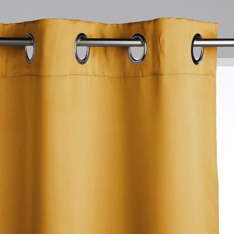 Lot de 2 rideaux occultants jaune moutarde 135x240cm Atmosphera créateur d'intérieur