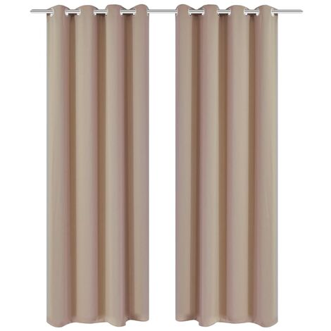 Rideau occultant 2 pcs avec œillets métalliques 135x175cm Crème vidaXL