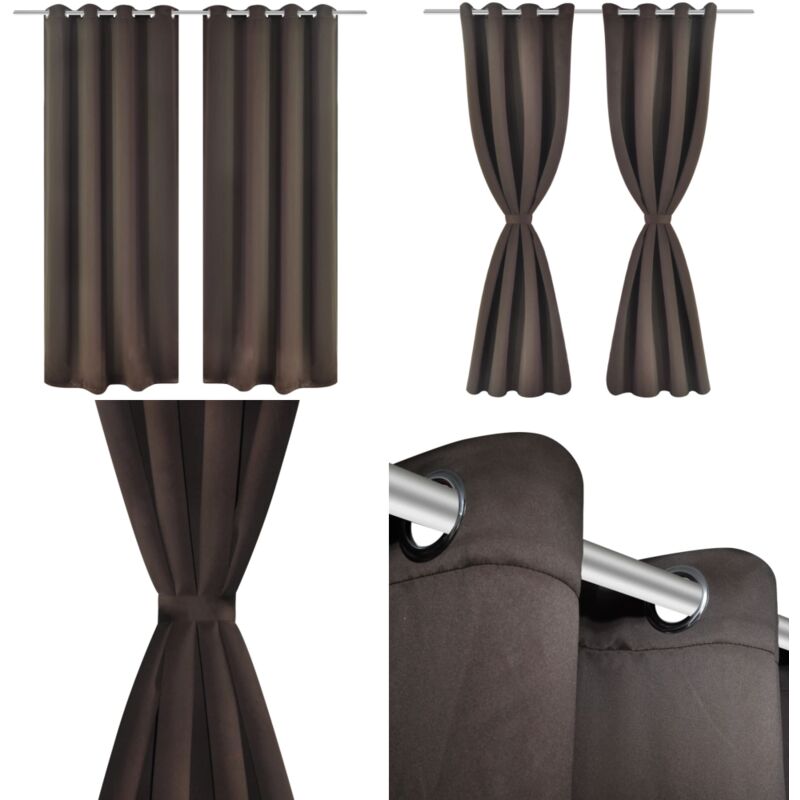Vidaxl - Rideau occultant 2 pcs et œillets métalliques 135x175 cm Marron - Rideaux Occultants - Rideaux Pour Fenêtres - Rideaux Décoratifs - Rideaux