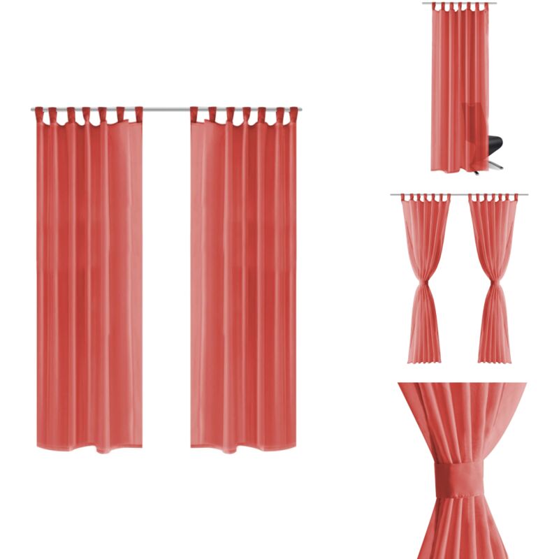 Vidaxl - Rideau occultant 2 pcs Voile 140 x 225 cm Rouge - Rideau - Voilages - Décoration Intérieure - Tissu Rouge - Intimité