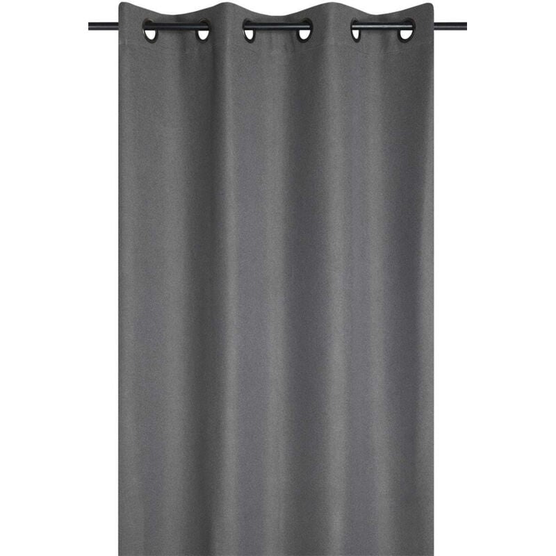Rideau occultant - - Effet tweed Gris souris 140x260 cm