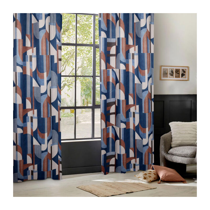 Rideau Occultant à Œillets 'Elena' 135x260cm Bleu Foncé