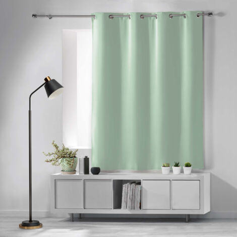 Rideau occultant à œillets 135 x 180 cm – Uni sauge – Petite hauteur