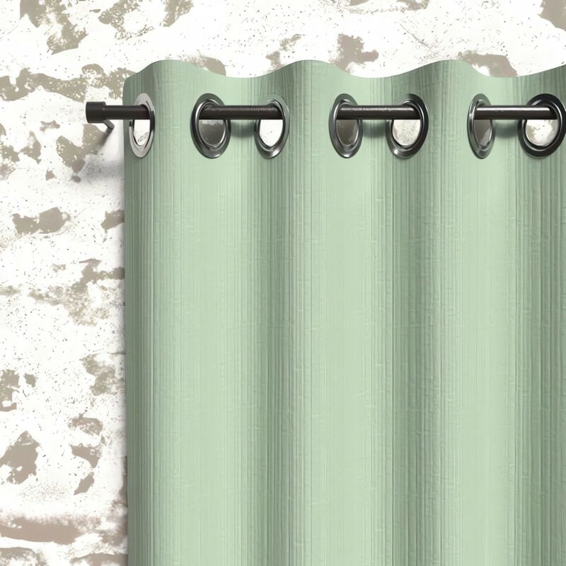 Rideau occultant à oeillets 135x250 cm boheme vert eau, par Soleil Ocre