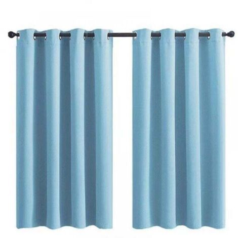 Rideau Occultant à Oeillets pour Chambre d'Enfant - Imprimé Uni Bleu Clair - 28x36 Pouces (71x91cm) - 2 Panneaux (SAMIMPORT-2011)