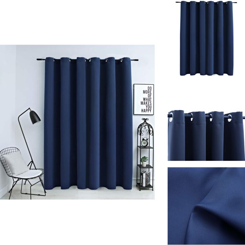 Vidaxl - Rideau occultant avec anneaux en métal Bleu 290x245 cm - Rideau Occultant - Rideau Bleu - Rideau Pour Salon - Rideau Chambre - Décoration