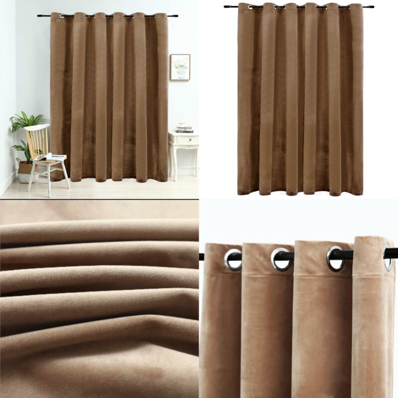 Vidaxl - Rideau occultant avec anneaux en métal Velours Beige 290x245 cm - Rideau Velours - Rideau Occultant - Décoration Intérieure - Rideau Beige