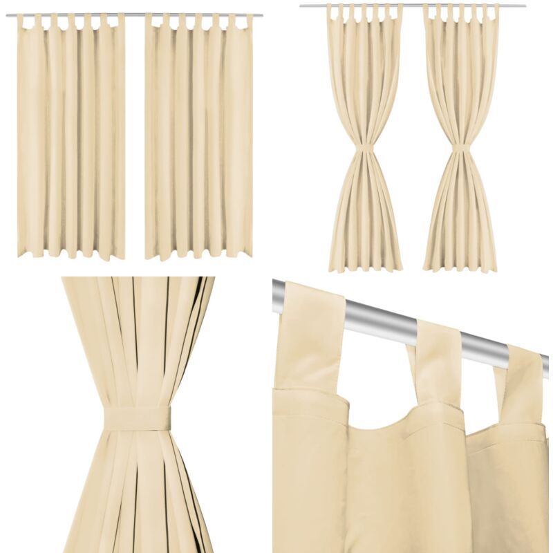 Vidaxl - Rideau occultant avec boucles 2 pcs 140 x 225 cm Beige - Rideaux Décoratifs - Rideaux Pour Fenêtres - Rideaux Beige - Rideaux Micro-s Satin