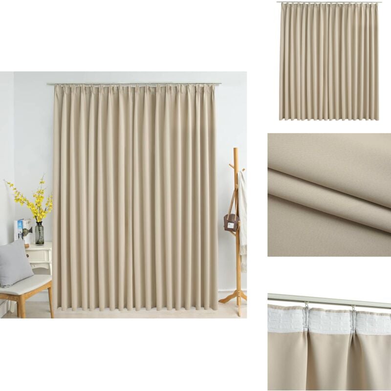 Vidaxl - Rideau occultant avec crochets Beige 290x245 cm - Rideau Occultant - Rideau Beige - Rideau Salon - Rideau Chambre - Rideau Décoratif