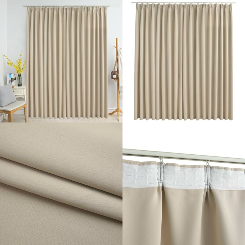 Vidaxl - Rideau occultant avec crochets Beige 290x245 cm - Rideau Occultant - Rideau Beige - Rideau Salon - Rideau Chambre - Rideau Décoratif - Home