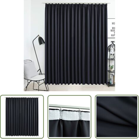 Rideau occultant avec crochets Noir 290x245 cm