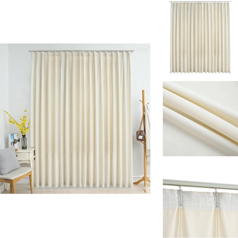 Rideau occultant avec crochets Velours Crème 290x245 cm - Rideau Velours - Rideau Occultant - Décoration Intérieure - Salon - Chambre À Coucher