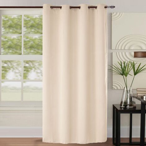 Rideau occultant blanc 140x260 cm – 100% polyester – 260 g/m² – 8 œillets ronds argent pour installation facile