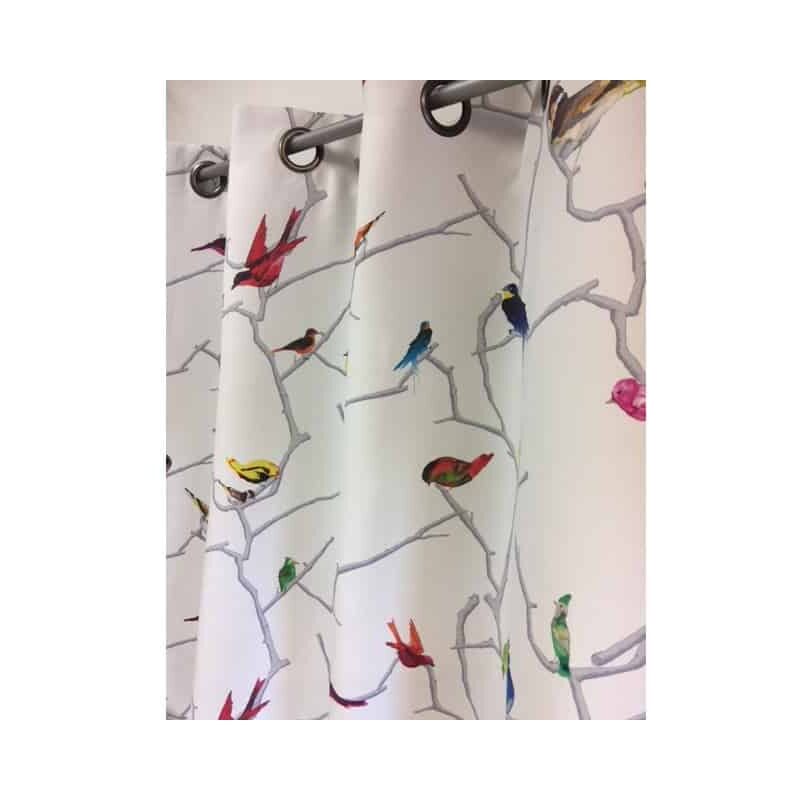 Homemaison - Rideau occultant motif colibris - 145x260cm - Blanc