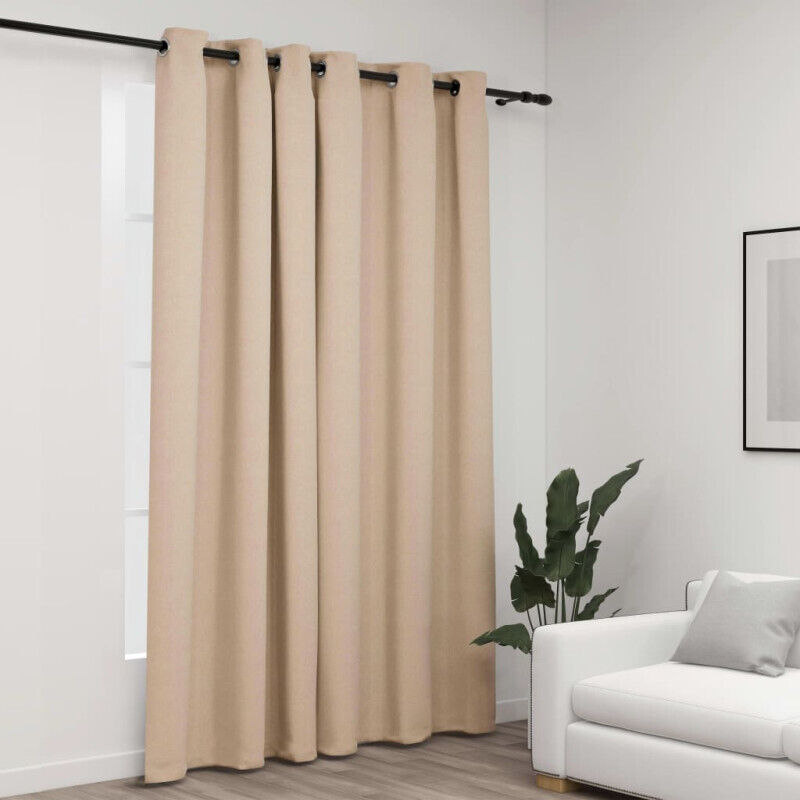 Vidaxl - Rideau occultant aspect de lin avec œillets beige 290x245 cm