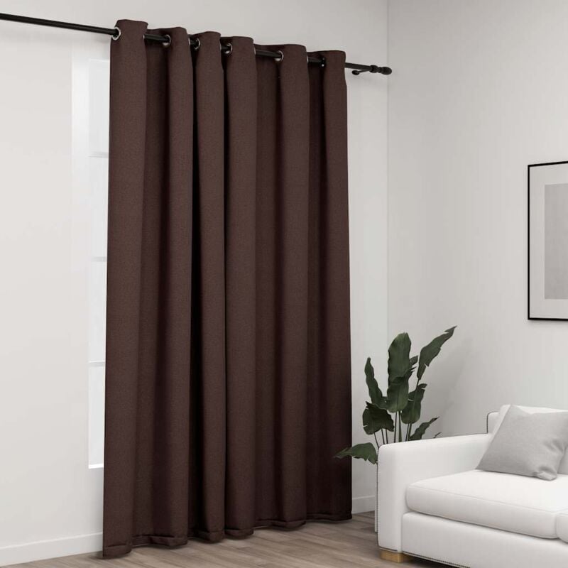 Vidaxl - Rideau occultant Aspect de lin avec œillets Taupe 290x245 cm